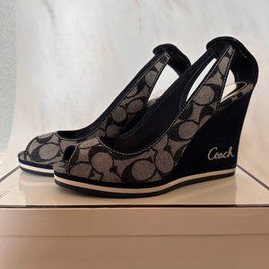 Coach |  Tarrah Signature Wedge | Denim - Size 10